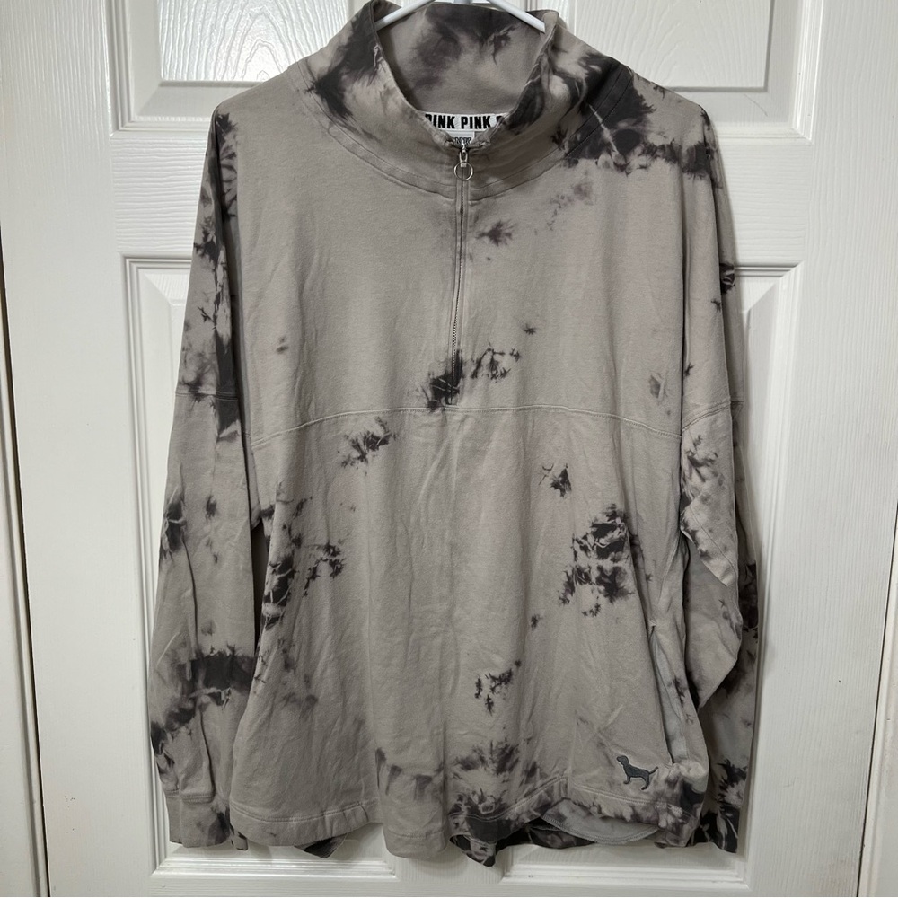 PINK Victoria’s Secret Gray TieDye LongSleeve Medium Pullover Active Top Stretch